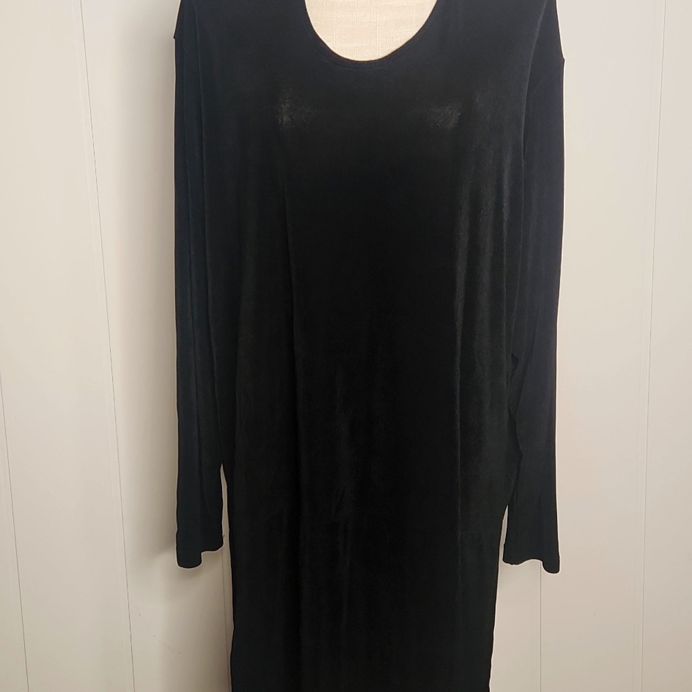 Flax black long sleeve pullover casual packable minimalist dress